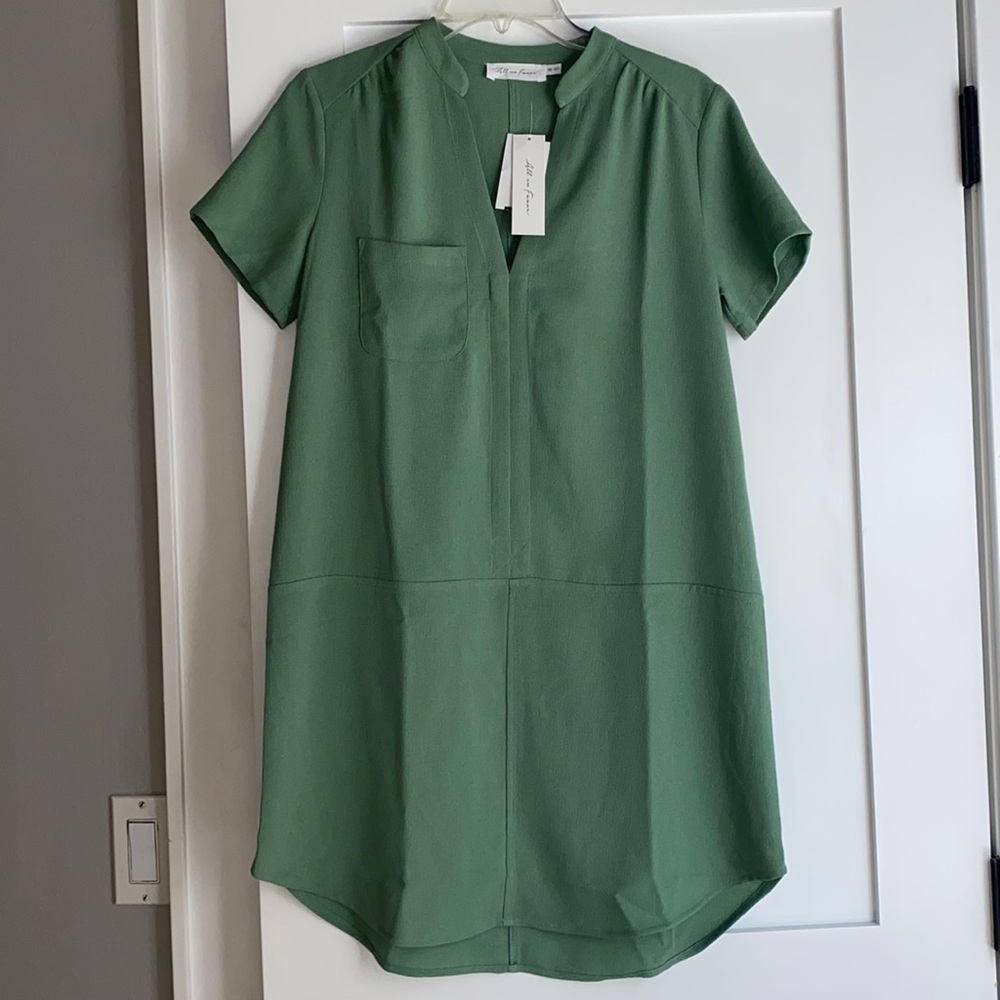 Green shirt dress